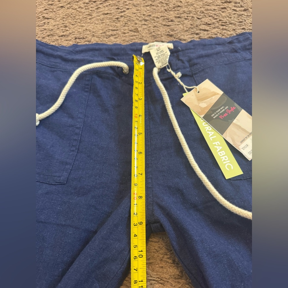 2 FOR $20 Ashley Free Style Blue Linen Blend Pull On Pants MidRise 16 x 31 L NEW - Picture 7 of 8